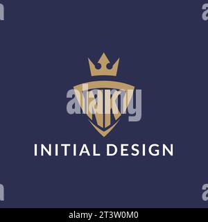 NK-Logo mit Schild und Krone, Vektordatei im Monogramm-Stil Stock Vektor