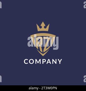 RZ-Logo mit Schild und Krone, Vektordatei im Monogramm-Stil Stock Vektor