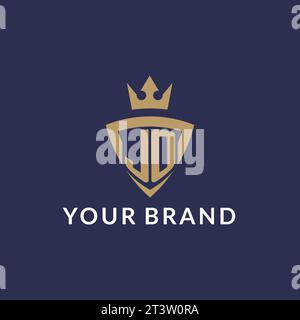JO-Logo mit Schild und Krone, Vektordatei im Monogramm-Stil Stock Vektor