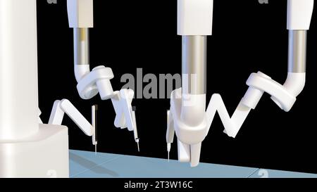 Das da Vinci Surgical System ist ein robotergestütztes chirurgisches System, das einen minimalinvasiven chirurgischen Ansatz verwendet. Stockfoto
