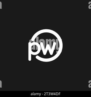 Initialen PW-Logo-Monogramm mit einfachen Kreisen Linien Vektorgrafik Stock Vektor