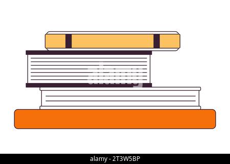 Gestapelte Bücher Lehrbücher lineares 2D-Zeichentrickobjekt Stock Vektor