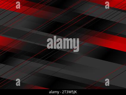 Abstrakter schwarzer und roter, geometrischer, minimaler Hintergrund. Vektordesign Stock Vektor