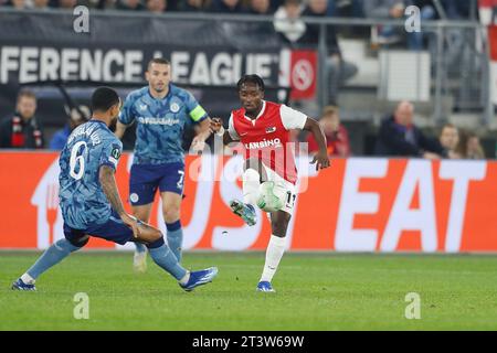 Alkmaar, Niederlande. Oktober 2023. Ibrahim Sadiiq (AZ) Fußball/Fußball : UEFA Europa Conference League Gruppenspiel der Gruppe E zwischen AZ Alkmaar 1-4 Aston Villa FC im AZ Stadion in Alkmaar, Niederlande . Quelle: Mutsu Kawamori/AFLO/Alamy Live News Stockfoto