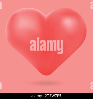 Rotes Herz 3D, Vektorillustration. Perfekter roter Herzvektor isoliert. Stock Vektor