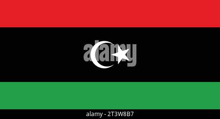 Nationalflagge Libyens, die zur Feier der libyschen Nationaltage verwendet werden kann. Vektorabbildung Stock Vektor