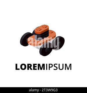 Logo des Mähroboters für Druck und Design. Vektorabbildung. Stock Vektor