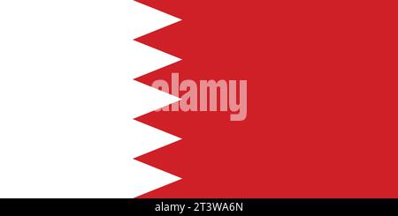 Nationalflagge von Bahrain, die zur Feier der bahrainischen Nationalfeiertage verwendet werden kann. Vektorabbildung Stock Vektor