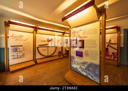 Lewis und Clark interpretieren im Harpers Ferry National Historic Park, West Virginia, USA Stockfoto