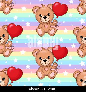 Nahtloses Muster mit Teddybären und Ballons. Vektor Stock Vektor