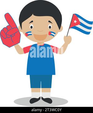 Fan der Nationalmannschaft aus Kuba mit Flagge und Handschuh Vector Illustration Stock Vektor