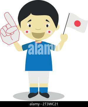 Fan der Nationalmannschaft aus Japan mit Flagge und Handschuh Vektor-Illustration Stock Vektor