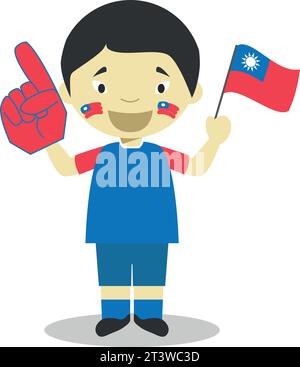 Fan der Nationalmannschaft aus Taiwan mit Flagge und Handschuh Vektor-Illustration Stock Vektor