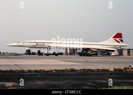 BAC/Aerospatiale Concorde, G-BOAD, von British Airways, am Flughafen London Heathrow. Stockfoto