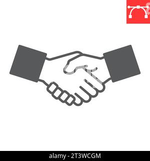Handshake Glyph-Symbol, Partnerschaft und Geschäft, Dealvektor-Symbol, Vektorgrafiken, bearbeitbare Strichstärke, eps 10. Stock Vektor