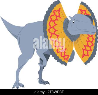 Dilophosaurus-Vektor-Illustration isoliert in weißem Hintergrund. Dinosaurier-Kollektion. Stock Vektor