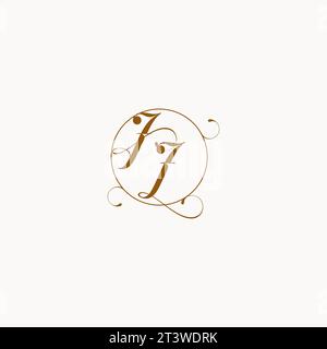 JJ einzigartiges Hochzeitslogo Symbol Ihrer Ehe und Sie können es auf Ihrem Hochzeitsgeschirr verwenden Stock Vektor