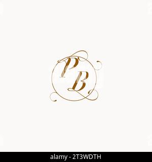 PB einzigartiges Hochzeitslogo-Symbol Ihrer Ehe und Sie können es auf Ihrem Hochzeitsgeschirr verwenden Stock Vektor