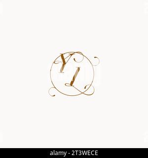 YI einzigartiges Hochzeitslogo-Symbol Ihrer Ehe und Sie können es auf Ihrem Hochzeitsgeschirr verwenden Stock Vektor