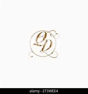 QD einzigartiges Hochzeitslogo-Symbol Ihrer Ehe und Sie können es auf Ihrem Hochzeitsgeschirr verwenden Stock Vektor