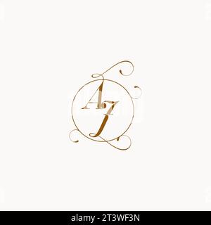 AJ einzigartiges Hochzeitslogo Symbol Ihrer Ehe und Sie können es auf Ihrem Hochzeitsgeschirr verwenden Stock Vektor