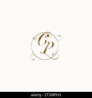 Gp einzigartiges Hochzeitslogo-Symbol Ihrer Ehe und Sie können es auf Ihrem Hochzeitsgeschirr verwenden Stock Vektor