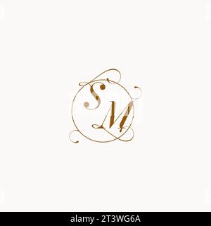 SM einzigartiges Hochzeitslogo-Symbol Ihrer Ehe und Sie können es auf Ihrem Hochzeitsgeschirr verwenden Stock Vektor