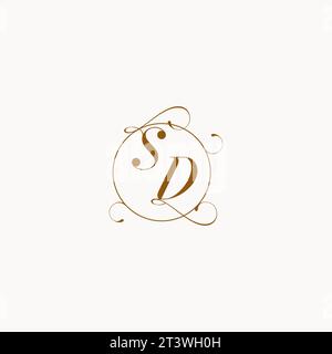 SD einzigartiges Hochzeit Logo Symbol Ihrer Ehe und Sie können es auf Ihrem Hochzeit Schreibpapier verwenden Stock Vektor