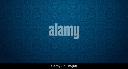 Vektor-Illustration blauer Hintergrund mit Damastmustertapete für Präsentationen Marketing, Decks, Leinwand für textbasierte Komposition Stock Vektor