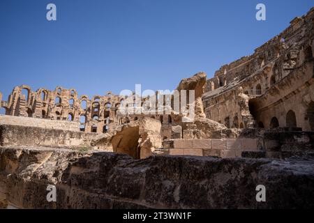 El Jem Coliseum. Das größte römische Amphitheater Afrikas. Unesco-Weltkulturerbe. Stockfoto