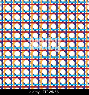 Abstraktes geometrisches Muster mit Linien, Rauten Ein nahtloser Vektorhintergrund. Blau-gelbe und grüne Textur. Einfacher nahtloser geometrischer Rastervektor. Stock Vektor
