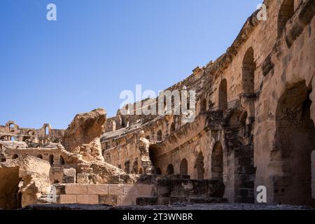 El Jem Coliseum. Das größte römische Amphitheater Afrikas. Unesco-Weltkulturerbe. Stockfoto