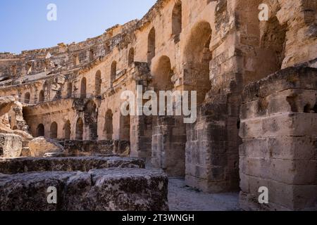 El Jem Coliseum. Das größte römische Amphitheater Afrikas. Unesco-Weltkulturerbe. Stockfoto