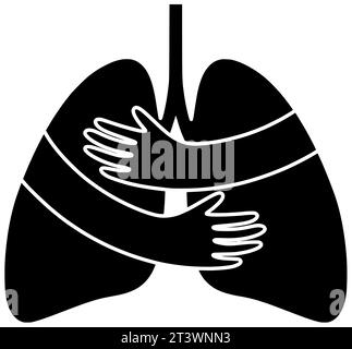 Gesundheit schwarz Krebs Silhouette Virus Illustration Krankheit Icon Pneumonie Logo Band Pflege Tuberkulose Lunge medizinische Atemwege copd Asthma Stockfoto