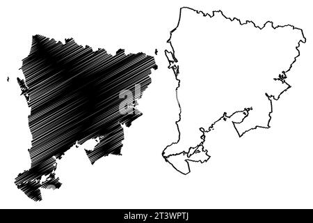 Gemeinde Südwest-Friesland (Königreich der Niederlande, Holland, Frisia oder Provinz Friesland) Kartenvektordarstellung, Scribble-Skizze Súdwest- Stock Vektor