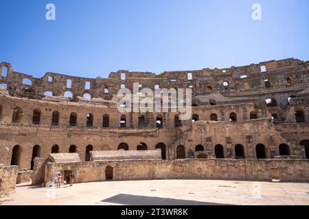 El Jem Coliseum. Das größte römische Amphitheater Afrikas. Unesco-Weltkulturerbe. Stockfoto