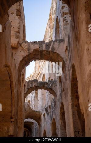 El Jem Coliseum. Das größte römische Amphitheater Afrikas. Unesco-Weltkulturerbe. Stockfoto