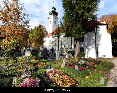 München, Friedhof, Grab, Allerheiligen, Allerseelen, Totensonntag, Ewigkeitssonntag, Totengedenken, Grabstein, Grabkreuz, Grabschmuck, Halloween, Sarg, Tod, Totenkopf, Friedhof Bogenhausen *** München, Friedhof, Grab, Allerheiligen, Allerseelentag, Todessonntag, Ewigkeitssonntag, Totengedenken, Grabstein, Grabkreuz, Grabdekoration, Halloween, Sarg, Tod, Schädel, Friedhof Bogenhausen Copyright: xHeinzxGebhardtx Credit: Imago/Alamy Live News Stockfoto