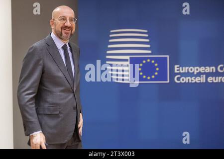 Brüssel, Belgien Oktober 2023. Der Präsident des Europäischen Rates, Charles Michel, nahm am Freitag, den 27. Oktober 2023, in Brüssel vor dem zweiten Tag des Gipfels des Europäischen rates an. BELGA FOTO HATIM KAGHAT Credit: Belga News Agency/Alamy Live News Stockfoto