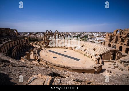 El Jem Coliseum. Das größte römische Amphitheater Afrikas. Unesco-Weltkulturerbe. Stockfoto