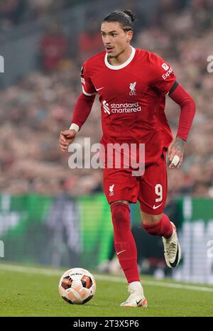 Liverpool, Großbritannien. Oktober 2023. Darwin Nunez aus Liverpool während des Spiels der UEFA Europa League in Anfield, Liverpool. Der Bildnachweis sollte lauten: Andrew Yates/Sportimage Credit: Sportimage Ltd/Alamy Live News Stockfoto