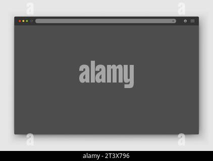 Das Design des Webbrowserfensters in Grau auf dunklem Hintergrund. Stock Vektor