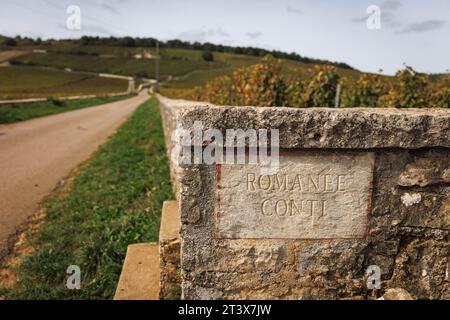 Das Weingut von RomanÃ Conti, ein seltener Wein aus Burgund. Stockfoto