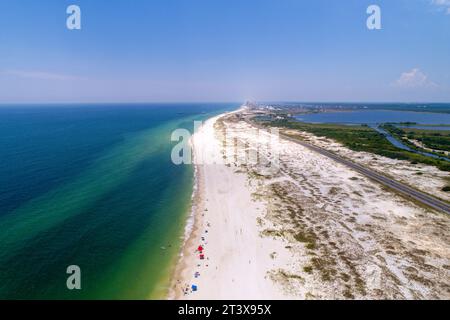 Luftaufnahme des Strandes am Gulf Shores Stockfoto