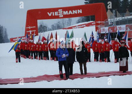 Viessmann Werbebanden FIS NORDISCHE SKI-WELTMEISTERSCHAFT 2015 in Falun, Schweden am 01.03.2015 Stockfoto