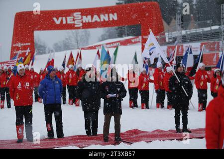 Viessmann Werbebanden FIS NORDISCHE SKI-WELTMEISTERSCHAFT 2015 in Falun, Schweden am 01.03.2015 Stockfoto