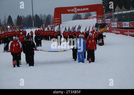 Viessmann Werbebanden FIS NORDISCHE SKI-WELTMEISTERSCHAFT 2015 in Falun, Schweden am 01.03.2015 Stockfoto