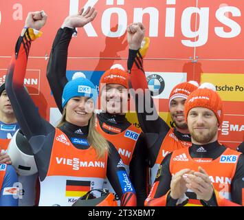 Viessmann Rodel Welt Cup Teamstaffel in Königssee, Deutschland am 04.01.2015 Stockfoto