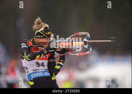 DORIN HABERT Marie FRA Aktion Biathlon Weltcup 7,5 KM Sprint der Frauen in Ruhpolding, Deutschland am 16.01.2015 Stockfoto