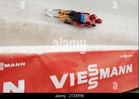 Tobias Wendl und Tobias Arlt Aktion Viessmann Rodel Welt Cup in Winterberg, Deutschland am 24.01.2015 Stockfoto